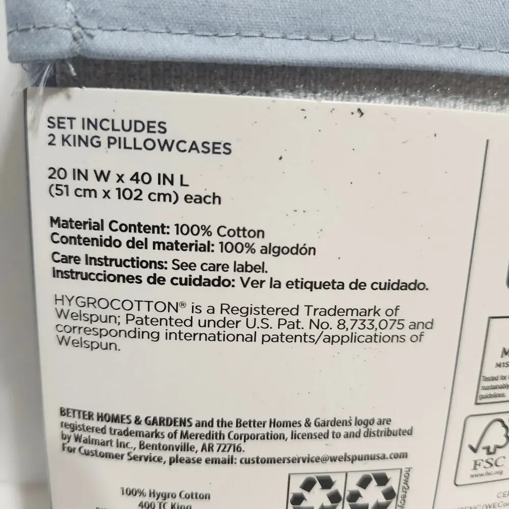 Better Homes & Gardens King Pillowcases Lot of 4 Sets 8 Total 400 TC HygroCotton